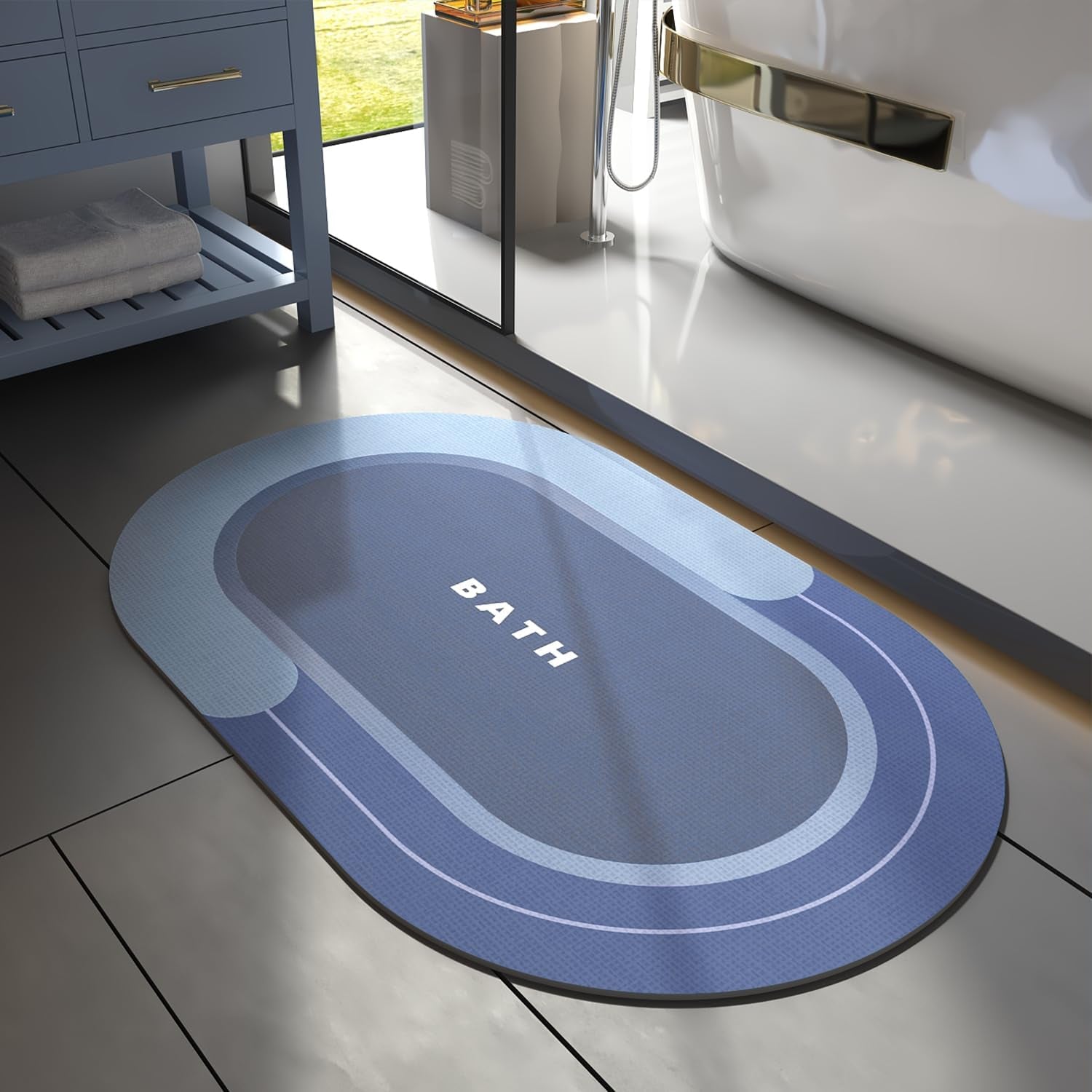 Bath Mat - Non Slip, Quick Dry, Stain Resistant Bath Mat Rug for Bathroom Floor - Easy Care Shower Rug for outside Bathtub - 17"X27" Darkgrey