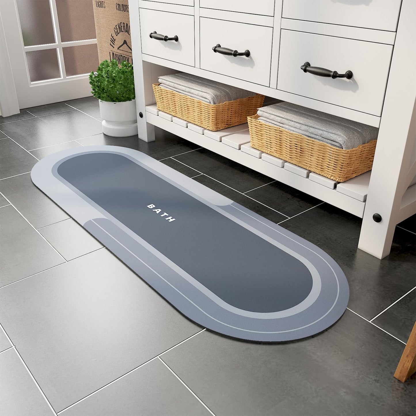 Bath Mat - Non Slip, Quick Dry, Stain Resistant Bath Mat Rug for Bathroom Floor - Easy Care Shower Rug for outside Bathtub - 17"X27" Darkgrey