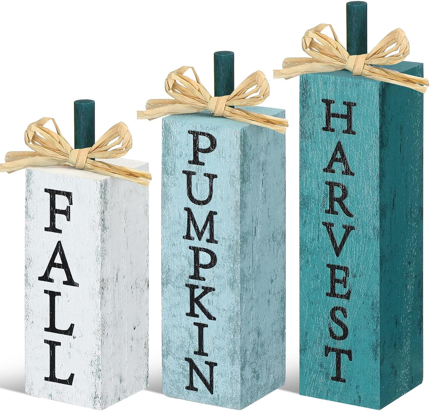 3 Pcs Fall Decorations for Home Fall Wood Block Sign Thanksgiving Tiered Tray Decor Farmhouse Thanksgiving Table Centerpieces for Home Office Mantel Shelf Desk Decor(Blessed Grateful)