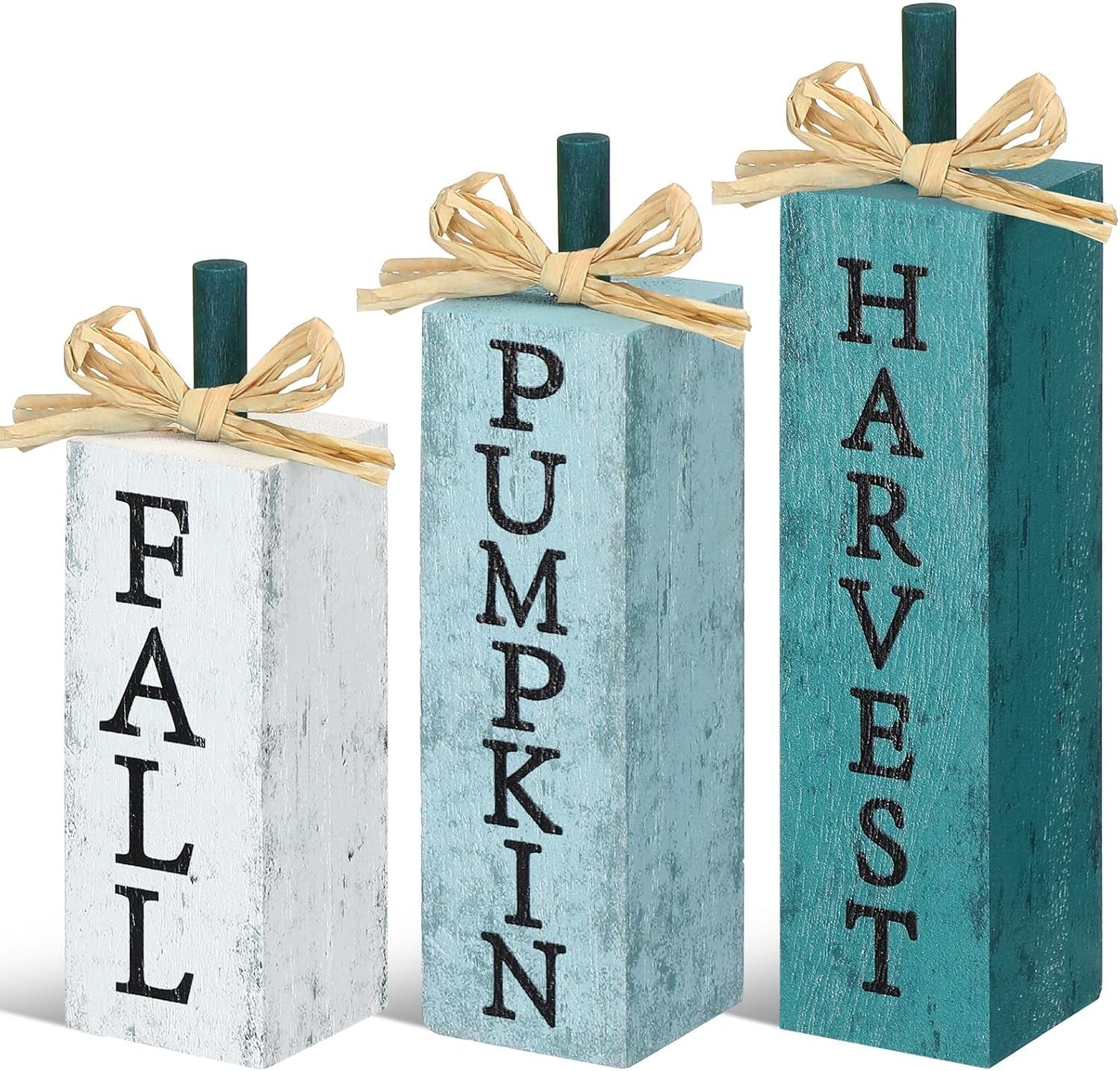 3 Pcs Fall Decorations for Home Fall Wood Block Sign Thanksgiving Tiered Tray Decor Farmhouse Thanksgiving Table Centerpieces for Home Office Mantel Shelf Desk Decor(Blessed Grateful)