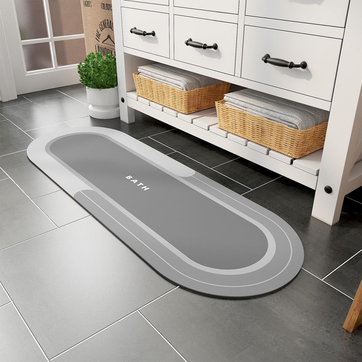 Bath Mat - Non Slip, Quick Dry, Stain Resistant Bath Mat Rug for Bathroom Floor - Easy Care Shower Rug for outside Bathtub - 17"X27" Darkgrey