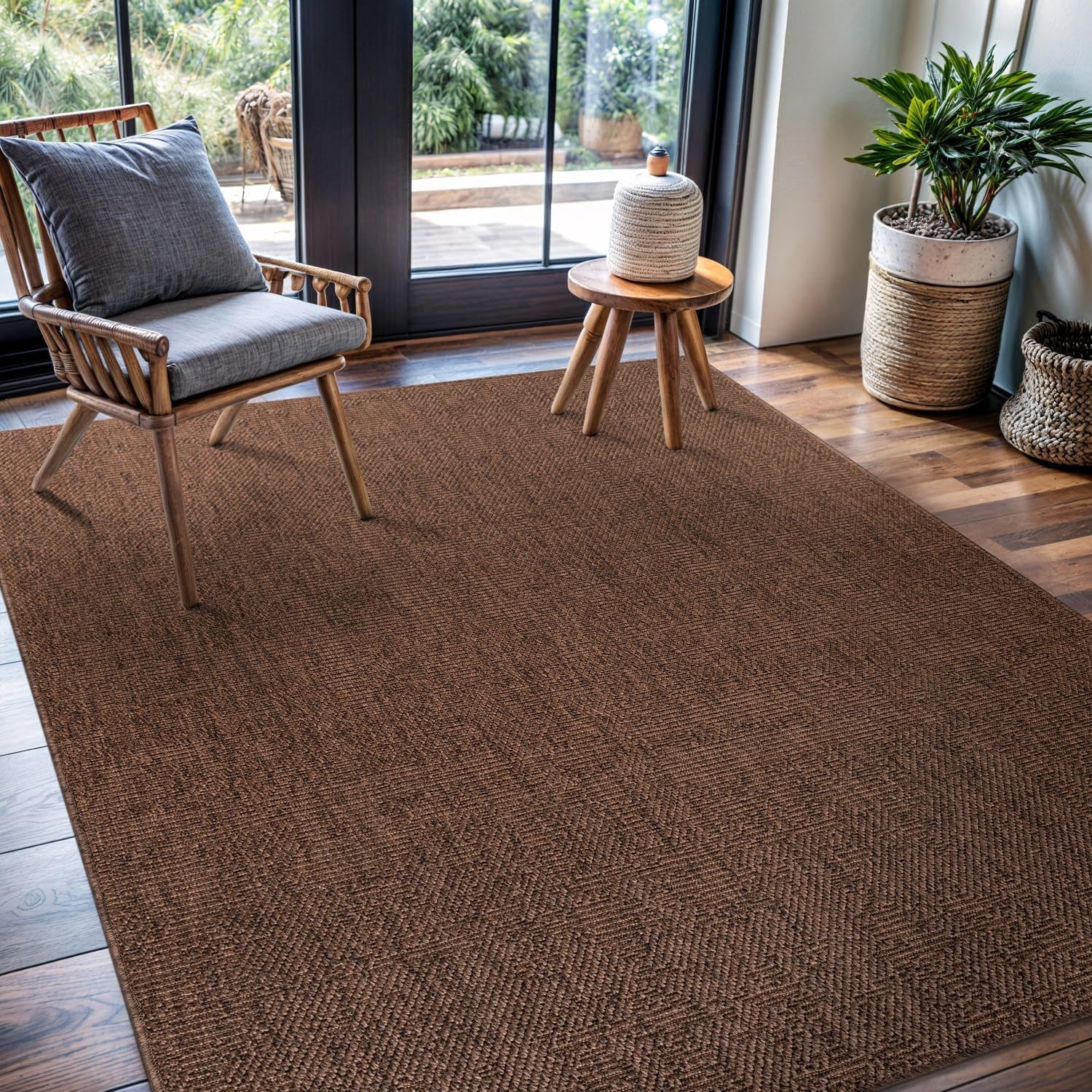 Transform Your Home with the Stylish and Washable 9x12 Jute Area Rug - Perfect for Living Rooms, Patios, and Kitchens in Dark Gray & Black